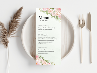 Wedding Thank you Card, Menu Card, Table Card. WI343