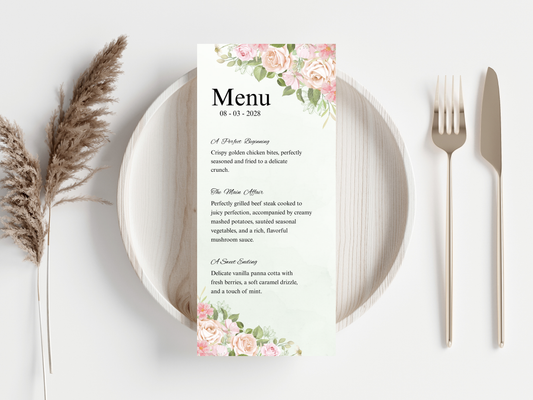 Wedding Thank you Card, Menu Card, Table Card. WI343