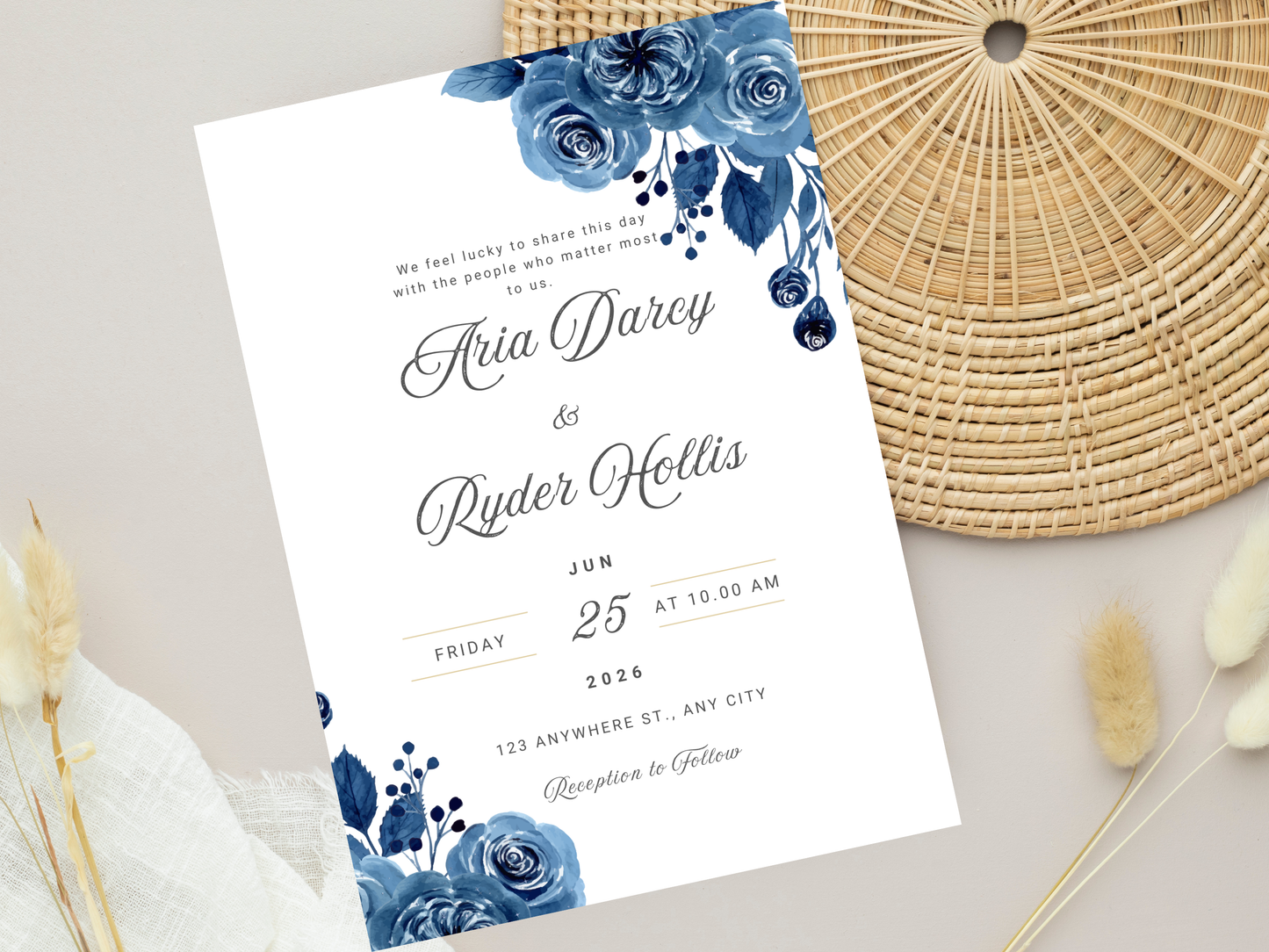 Wedding Invitation Set, RSVP, Dark Floral, Wedding Invitation, Details, Editable, Template, WI227