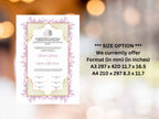 Nikah Certificate | Elegant Digital Islamic Marriage Contract for a Modern Muslim Wedding | Certificate Muslim | NikahNama. NN295