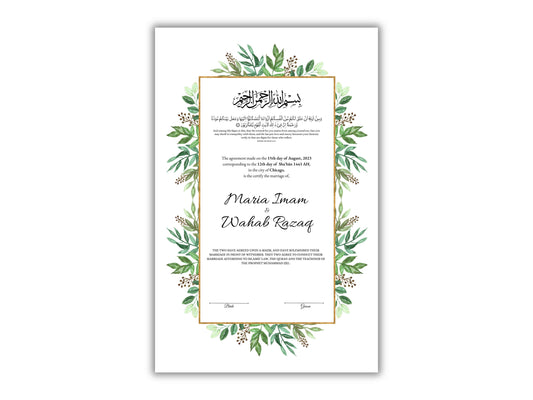 Nikkah Contract Template,Printable Nikkah Contract,Editable Nikkahnama,Muslim Wedding Certificate,Digital Download. NN185