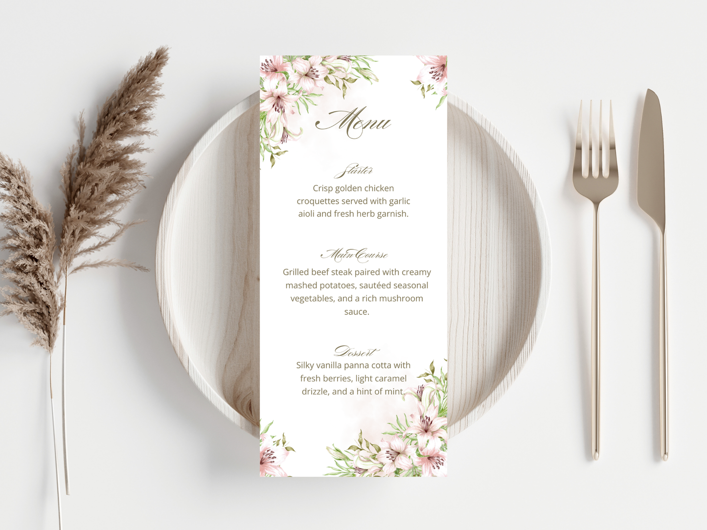 Wedding Thank you Card, Menu Card, Table Card. WI302