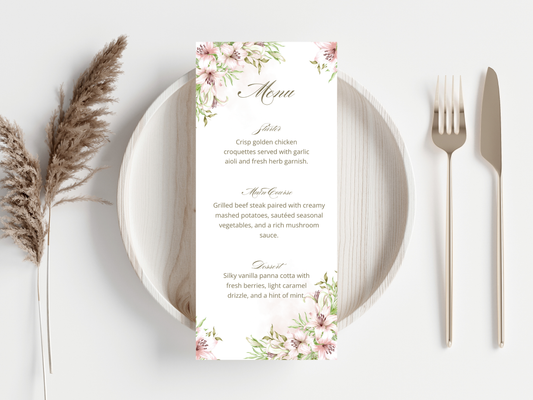 Wedding Thank you Card, Menu Card, Table Card. WI302