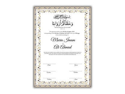 A4/A3 Nikkah Certificate Digital , Nikkah Contract Template, Muslim Marriage Certificate, Editable Wedding Agreement Gift. 146