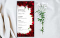 Wedding Menu Template Download, Red Rose Wedding Menu Card, Red Menu Template, Wedding Menu, Modern Dinner Menu, Instant Download, WS53