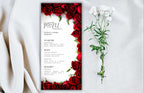 Wedding Menu Template Download, Red Rose Wedding Menu Card, Red Menu Template, Wedding Menu, Modern Dinner Menu, Instant Download, WS53