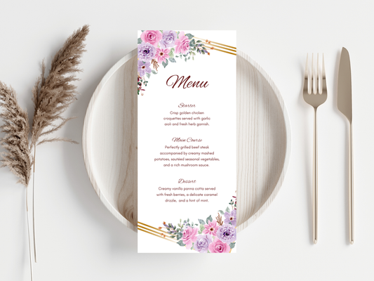 Wedding Thank you Card, Menu Card, Table Card. WI316