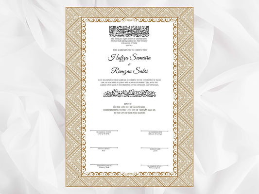 Muslim Nikkah Certificate Template, A3, A4. NN115