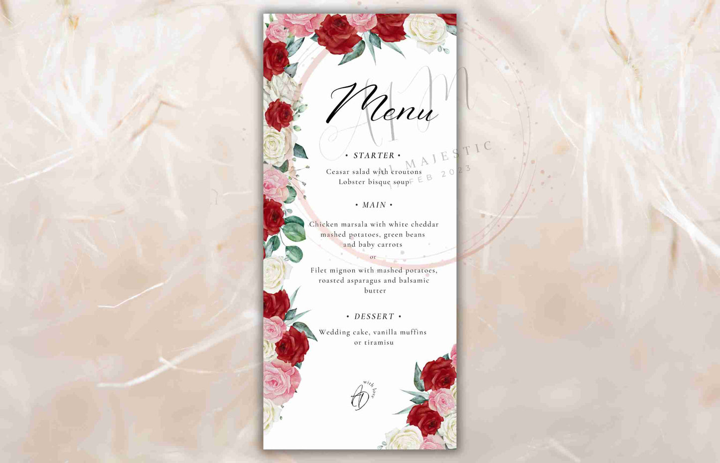 Floral menu cards, Wedding menu template, Menu Card With Pink Floral, Wedding Menus,Dinner Menu, Instant Download, Table Menus. WS32