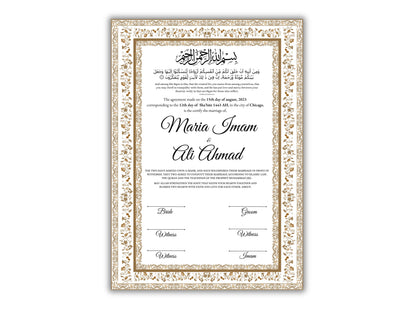 Nikkahnama | A4/A3 Custom Luxury Nikkah Contract | Digital contract | Inspired Luxury Nikkahnama | Nikkah Certificate Pdf Template. NN142