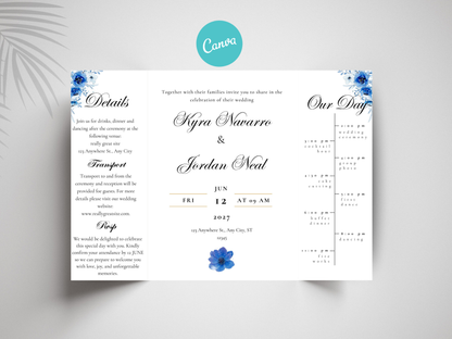 Gatefold Wedding Invitation Template, Menu Card, Thank you Card, Place Card, Name Card WI268