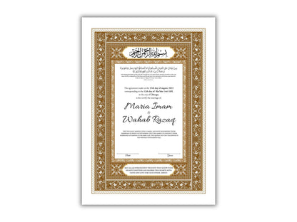 Nikkahnama | Custom Luxury Nikkah Contract | Mughal | Mughal | Inspired Luxury Nikkahnama | Nikkah Certificate in Pdf Template. NN166