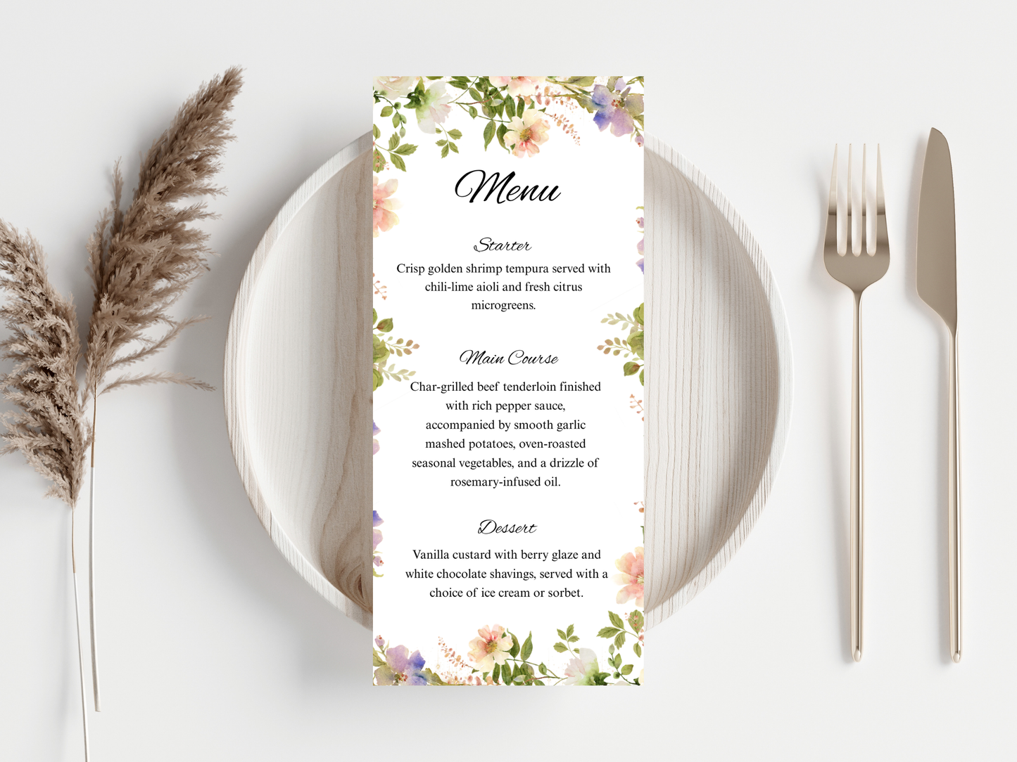 Wedding Thank you Card, Menu Card, Table Card. WI294