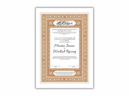 Luxury Nikkah Contract, Digital Printable Personalised Customised Nikkah Certificate, Custom Nikah Nama, Islamic Wedding Contract. NN167