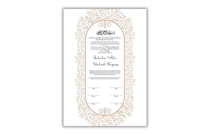 Luxury Nikkah Certificate, Personalised Custom Nikkah Nama, Premium Islamic Wedding Contract Gift, Digital Contract. NN154