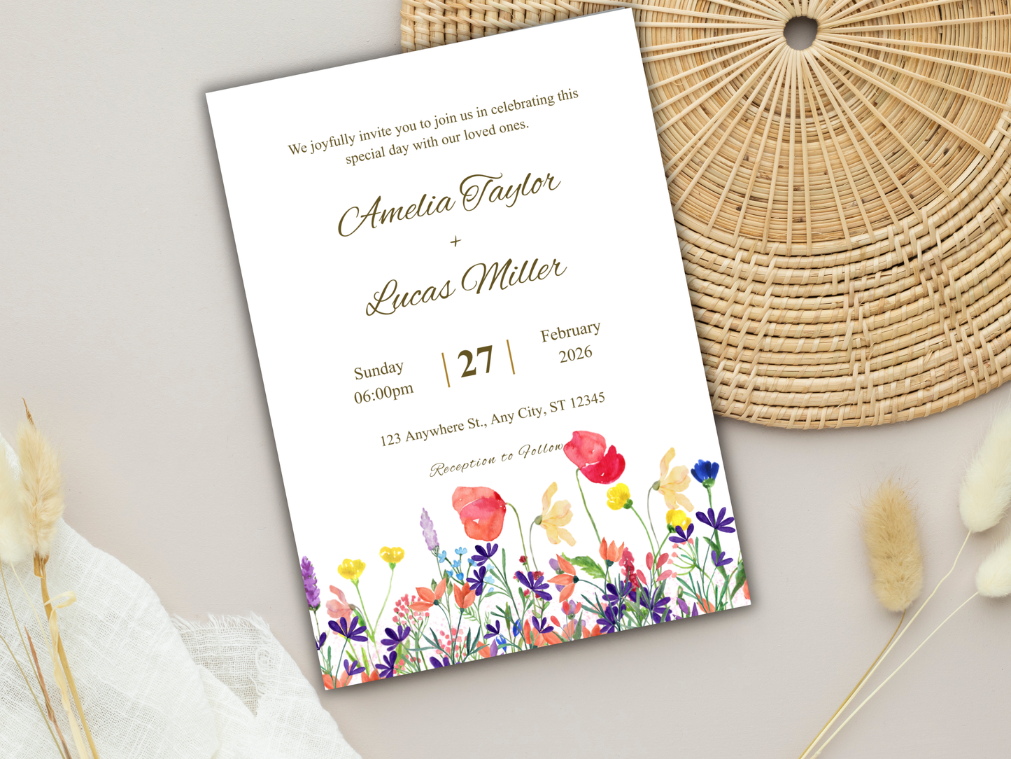 Wedding Invitation Bundle, RSVP, Thank You Card, Table Card, Menu Card, Reception Card, Details Card. WI260