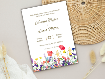 Wedding Invitation Bundle, RSVP, Thank You Card, Table Card, Menu Card, Reception Card, Details Card. WI260