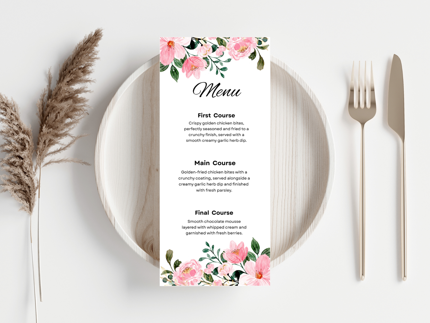 Wedding Menu, Thank You, Table Cards (Editable Canva Template) WI384