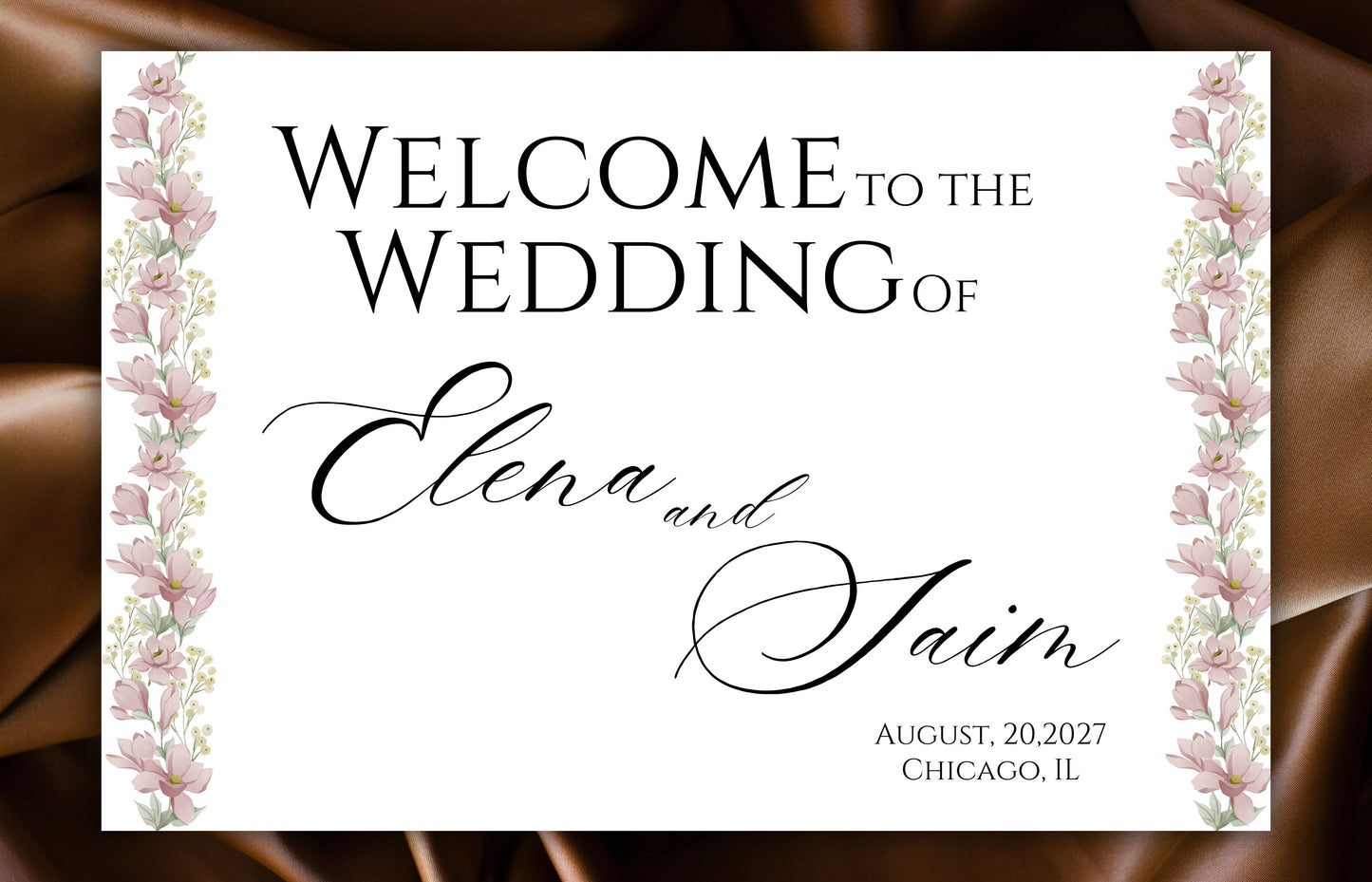 Flower Wedding Welcome Sign, Wedding Entrance Sign Template, Editable, Custom Wedding Welcome Poster, Wedding Decorations. WS24