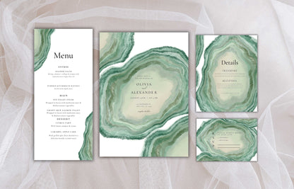 Wedding Invitation Template, Printable Wedding Invitation, Green Invitation, RSVP Invitation, Details, Wedding Invitation Bundle. WI74