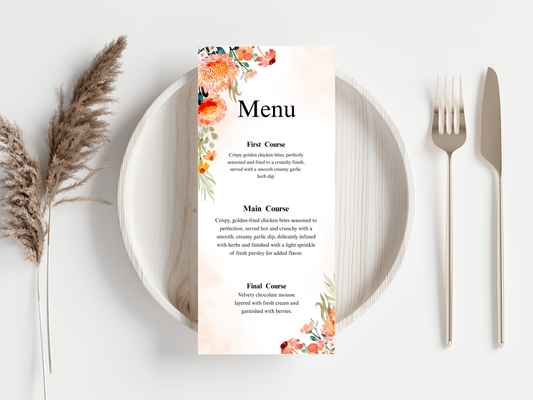 Wedding Thank you Card, Menu Card, Table Card. WI370