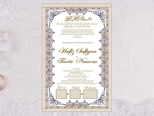 Nikkah Certificate , Authentic Islamic Wedding Thumb Impression Agreement, Premium Islamic Wedding Contract, Instant Download. NN27