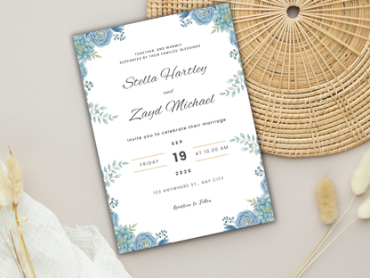 Wedding Invitation Set, RSVP, Dark Floral, Wedding Invitation, Details, Editable, Template, WI241