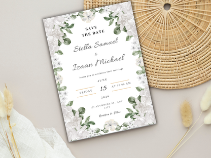 Wedding Invitation Set, RSVP, Dark Floral, Wedding Invitation, Details, Editable, Template, WI243