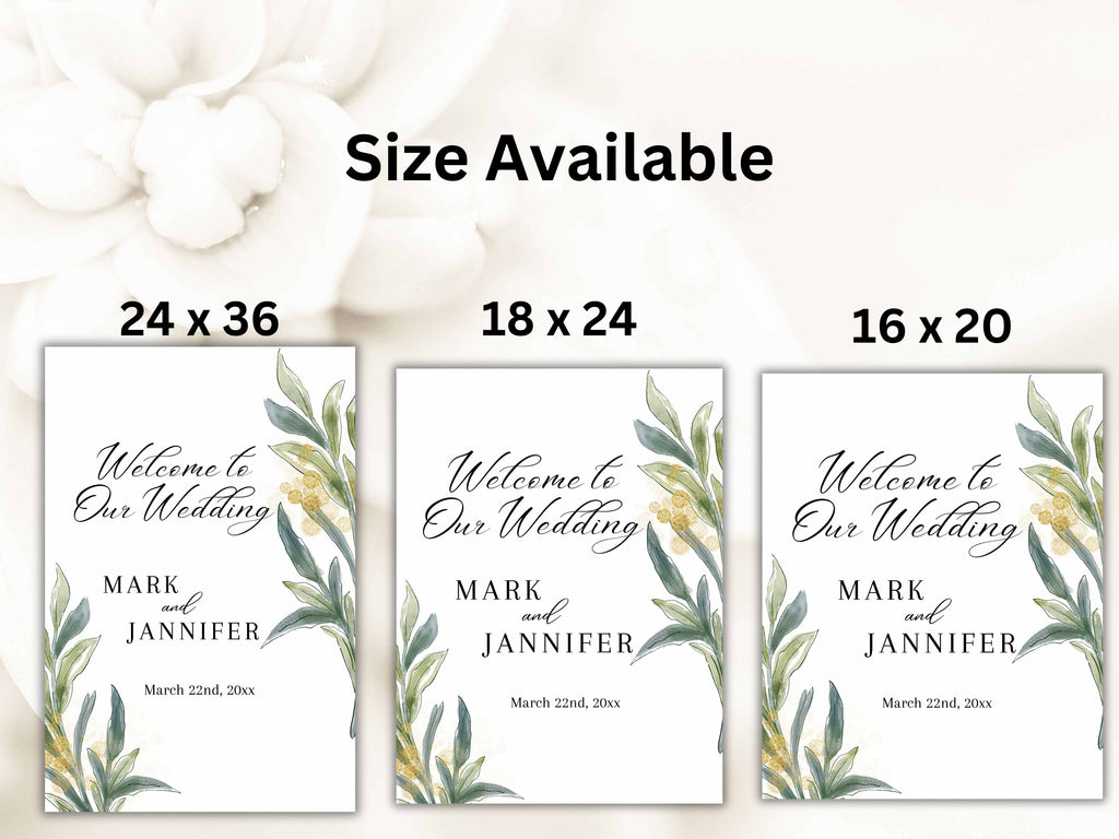 Greenery Watercolor Wedding Welcome Sign Template, Wedding Welcome Sign, Wedding signs, Welcome poster Template. WS12