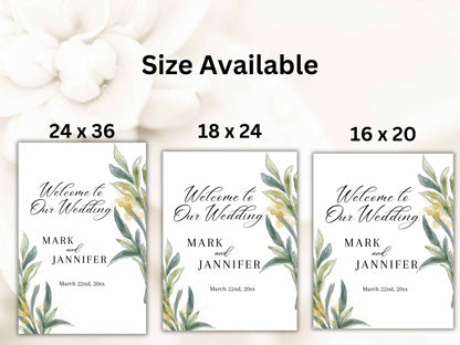 Greenery Watercolor Wedding Welcome Sign Template, Wedding Welcome Sign, Wedding signs, Welcome poster Template. WS12