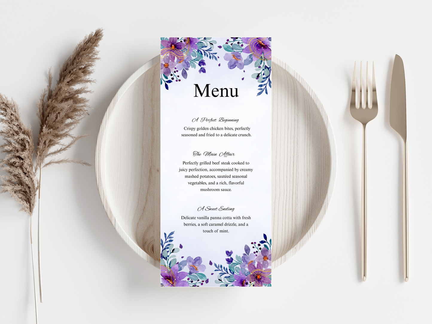Wedding Thank you Card, Menu Card, Table Card. WI344