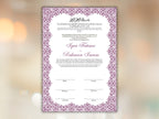 Nikkah Certificate Digital Download Personalised, A4, A3, Template, Editable, Purple Nikkah Nama, Nikkah Contract, Muslim Contract. NN244