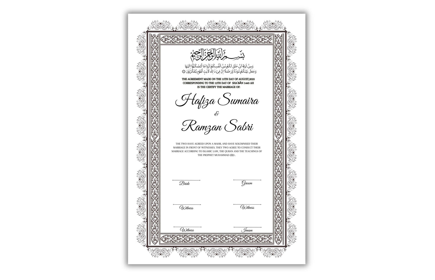 Nikkah Contract Template,Printable Nikkah Contract,Editable Nikkahnama,Muslim Wedding Certificate,Digital Download. NN122