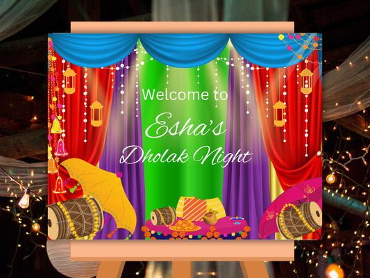 Dholki Welcome Sign as Dholki decor Digital, Dholki Sign & Dholki decoration. Muslim Dholki Decor signs , Digital Download. 2