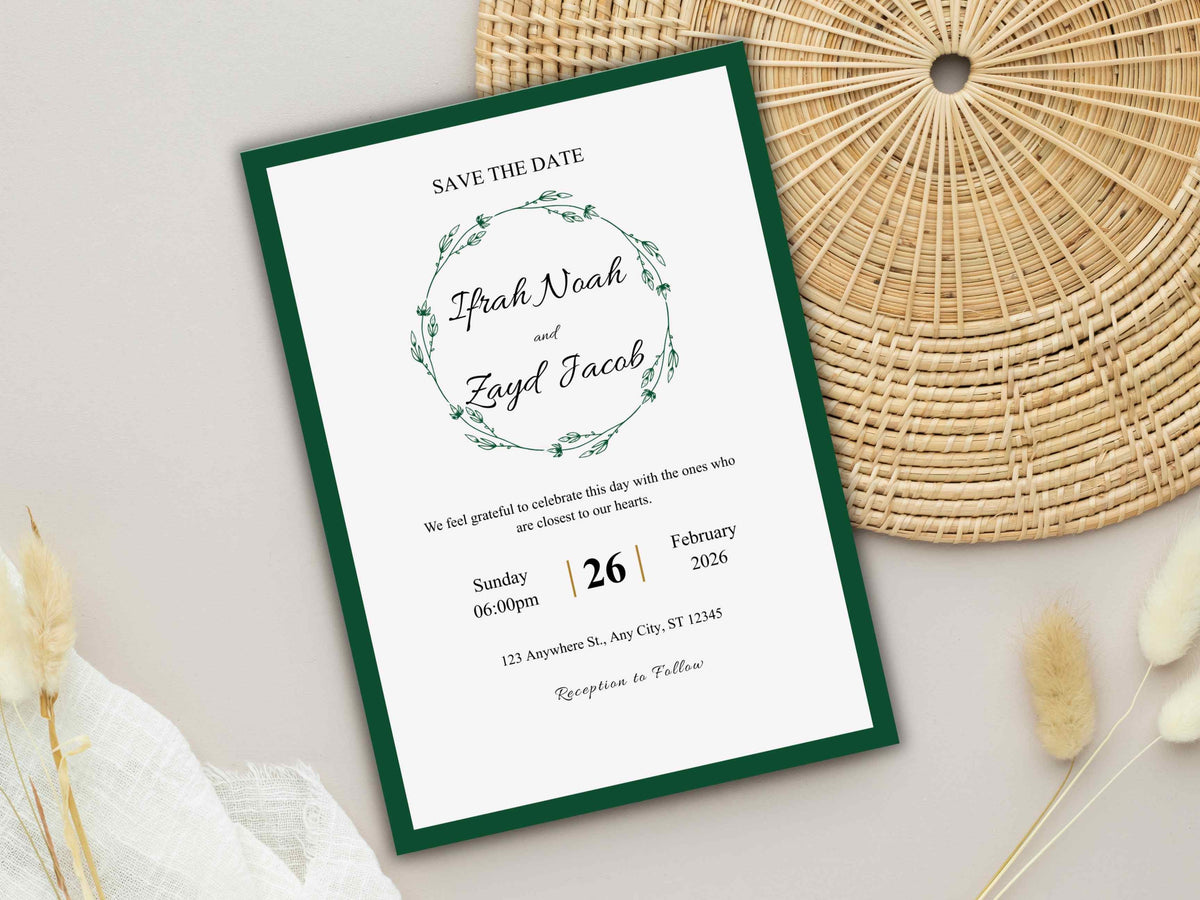 Wedding Invitation Bundle, RSVP, Thank You Card, Table Card, Menu Card, Reception Card, Details Card. WI254