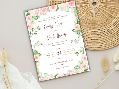 Wedding Invitation Bundle, RSVP, Thank You Card, Table Card, Menu Card, Reception Card, Details Card. WI262