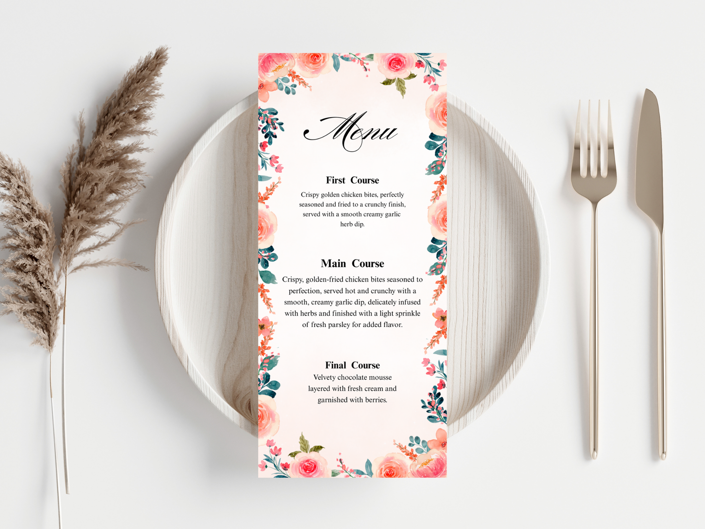 Wedding Thank you Card, Menu Card, Table Card. WI369