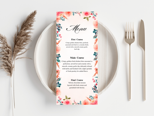 Wedding Thank you Card, Menu Card, Table Card. WI369
