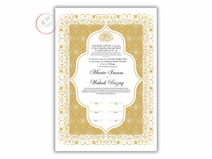 Premium Nikkah Contract | Custom Nikkah Nama | Islamic Wedding Contract | Personalized | Digital Printable Nikkah Certificate. NN187