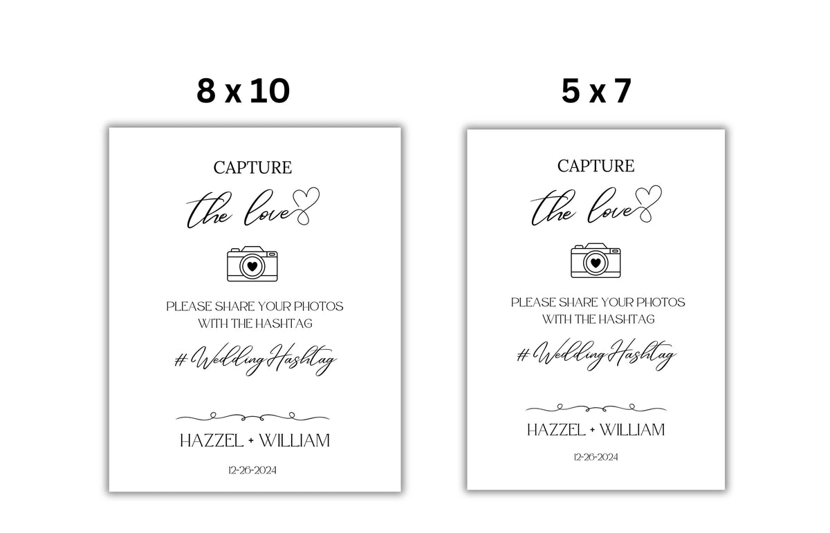 Wedding Photo Sign, Capture the Love Sign, Modern Minimalist Wedding Hashtag Sign, Social Media Hashtag Sign. 9