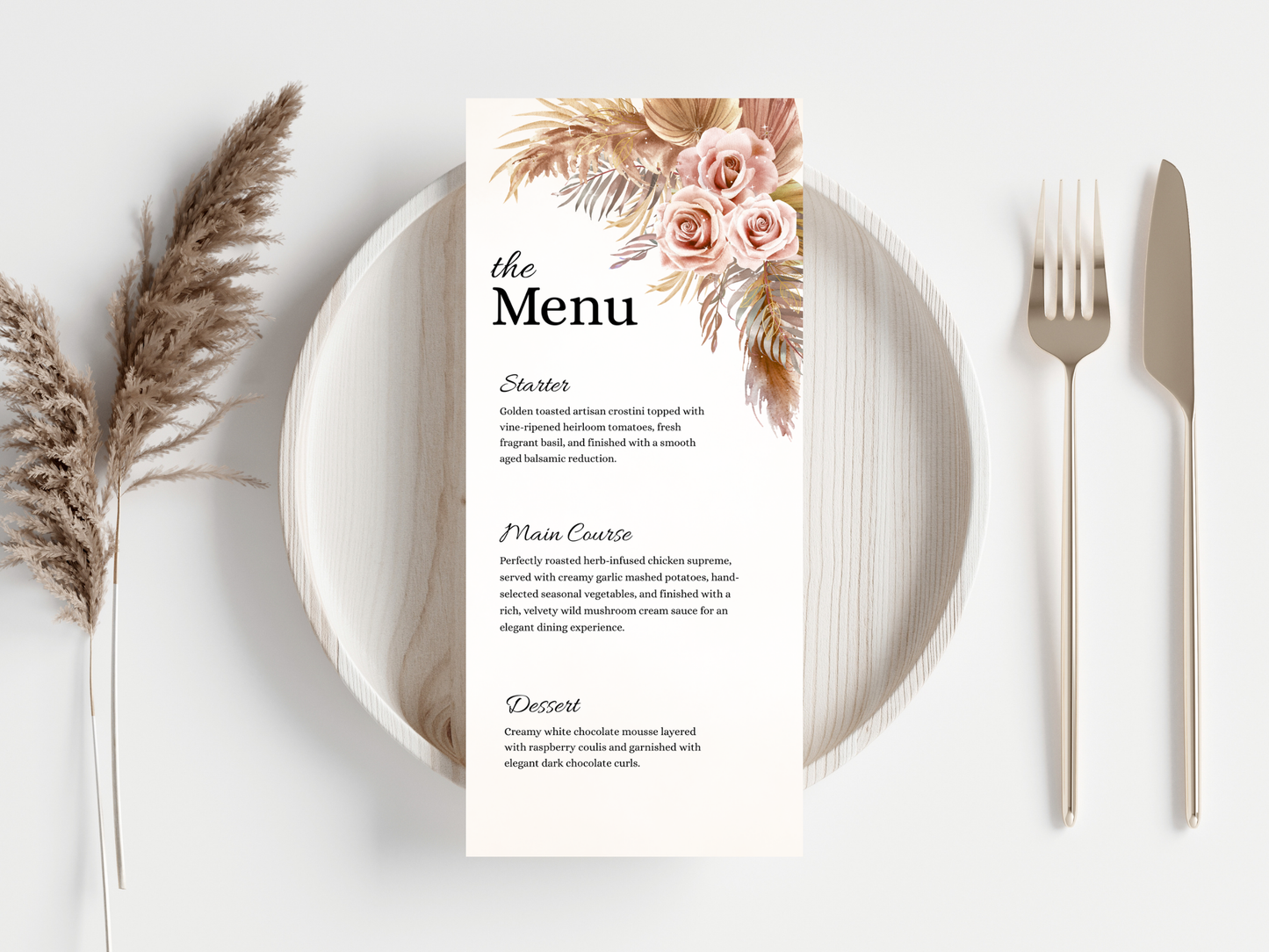 Reception Menu Template, Table, Thank you, Editable Templates MTC416