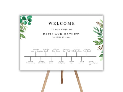 Large Wedding Welcome Timeline Sign Template, Wedding Order of the Day, Wedding Timeline Template, Digital Template. WT 32