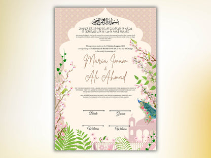 Nikkah Certificate, Nikkah Islamic Marriage Certificate, Printable, Custom Name Nikkah. Quran Verse, Digital Download. NN245