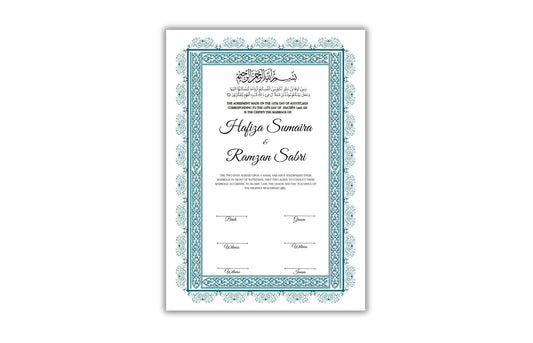 A4/A3 Nikkah Certificate, Digital Editable Template, Editable Nikkahnama,Muslim Wedding Certificate. NN124