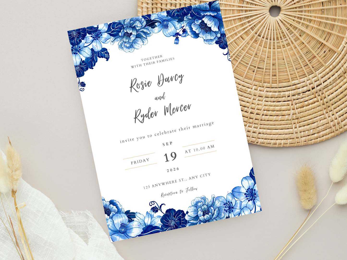 Wedding Invitation Bundle, RSVP, Thank You Card, Table Card, Menu Card, Reception Card, Details Card. WI224