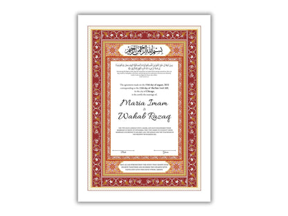 Nikkah Certificate Digital Download Personalised, A4, A3, Template, Muslim Wedding Contract, Instat Download. NN170