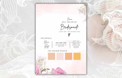 Will You Be My Bridesmaid Card, Bridesmaid Proposal Card, Editable Bridesmaid Proposal Card Template, INSTANT DOWNLOAD, BT45