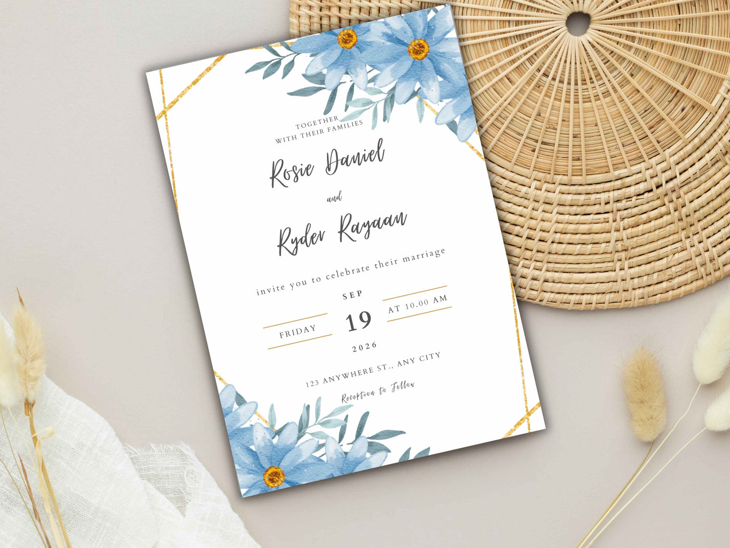 Wedding Invitation Bundle, RSVP, Thank You Card, Table Card, Menu Card, Reception Card, Details Card. WI234