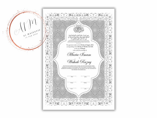 Nikkah Contract Template,Printable Nikkah Contract,Editable Nikkahnama, Muslim Wedding Certificate,Digital Download. NN190