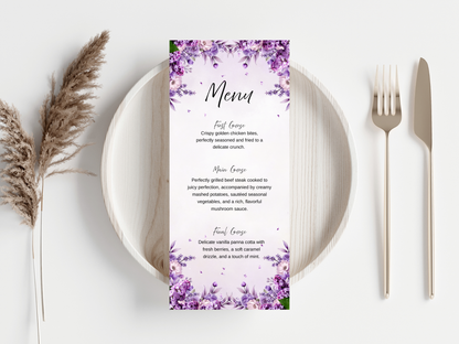 Wedding Thank you Card, Menu Card, Table Card. WI347
